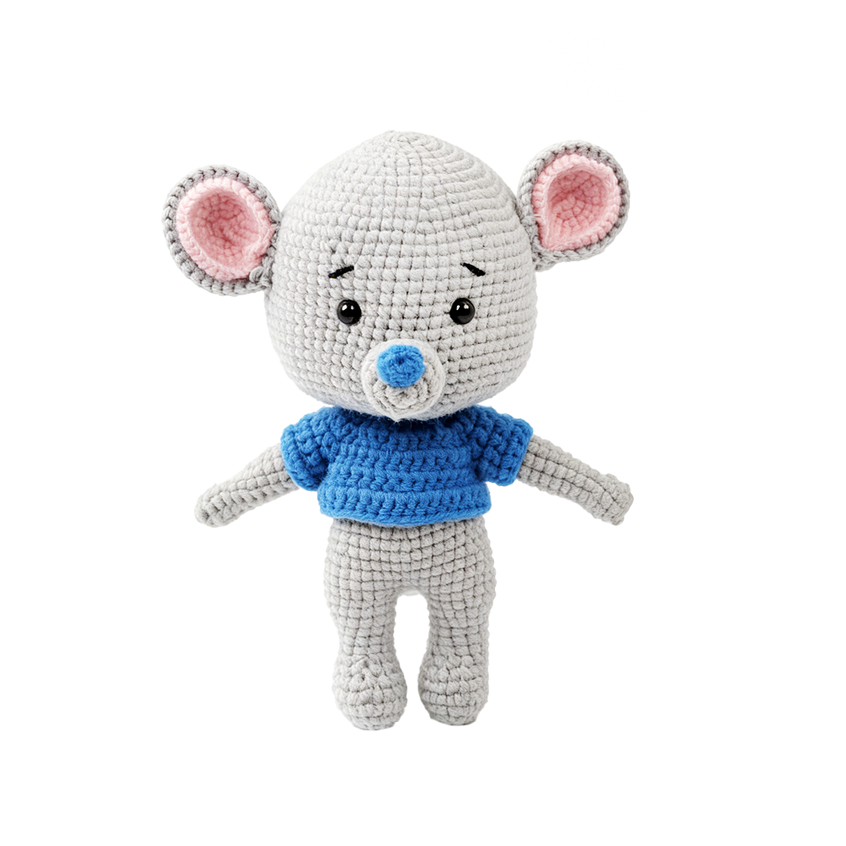 Handmade Crochet Gray Mouse Plush - Cute Amigurumi Nursery Decor Gift
