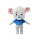 Handmade Crochet Gray Mouse Plush - Cute Amigurumi Nursery Decor Gift
