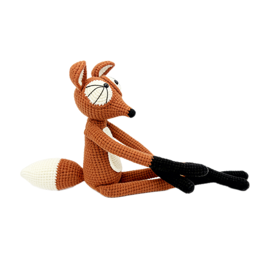 Funny Derpy Fox Crochet Plush - Stressed Out Long Leg Animal Desk Buddy