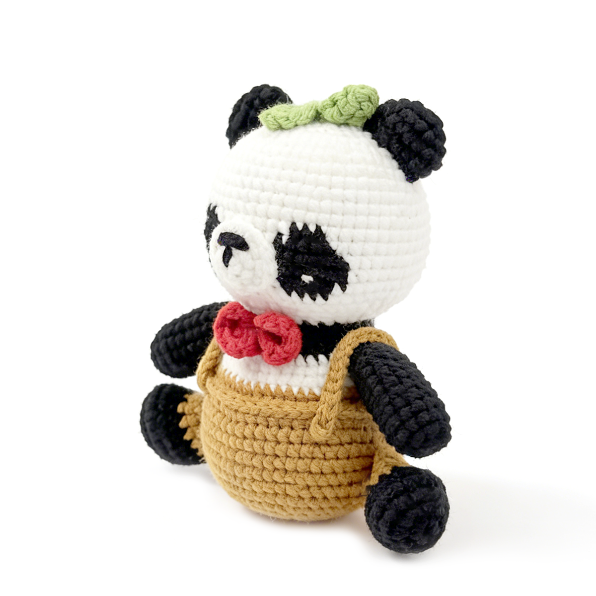 Handmade Crochet Panda Plush - Cute Amigurumi Panda in Overalls Toy