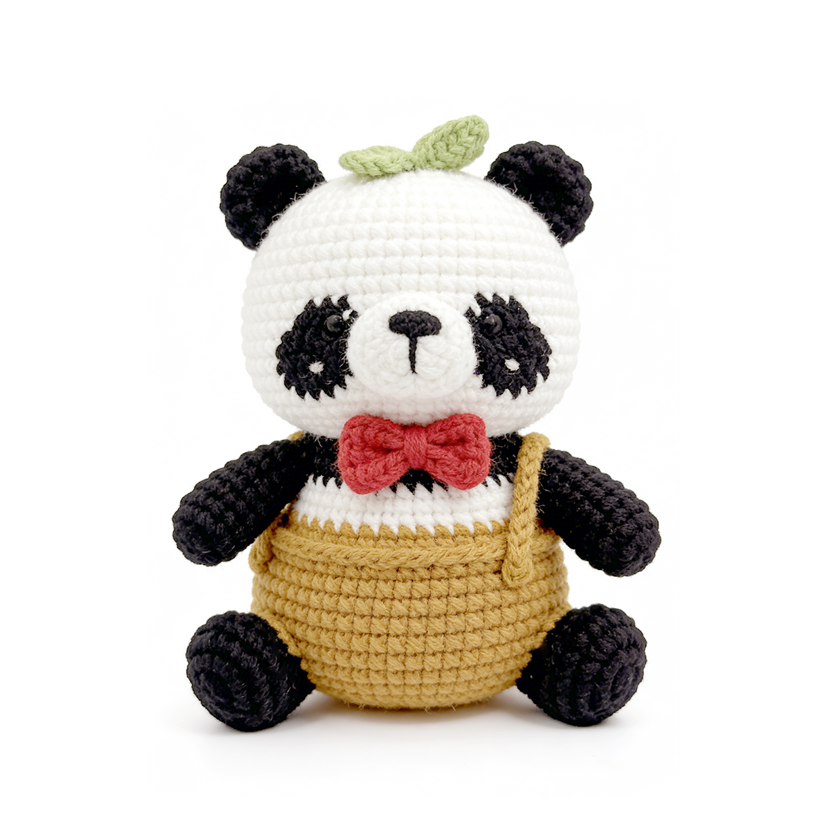 Handmade Crochet Panda Plush - Cute Amigurumi Panda in Overalls Toy