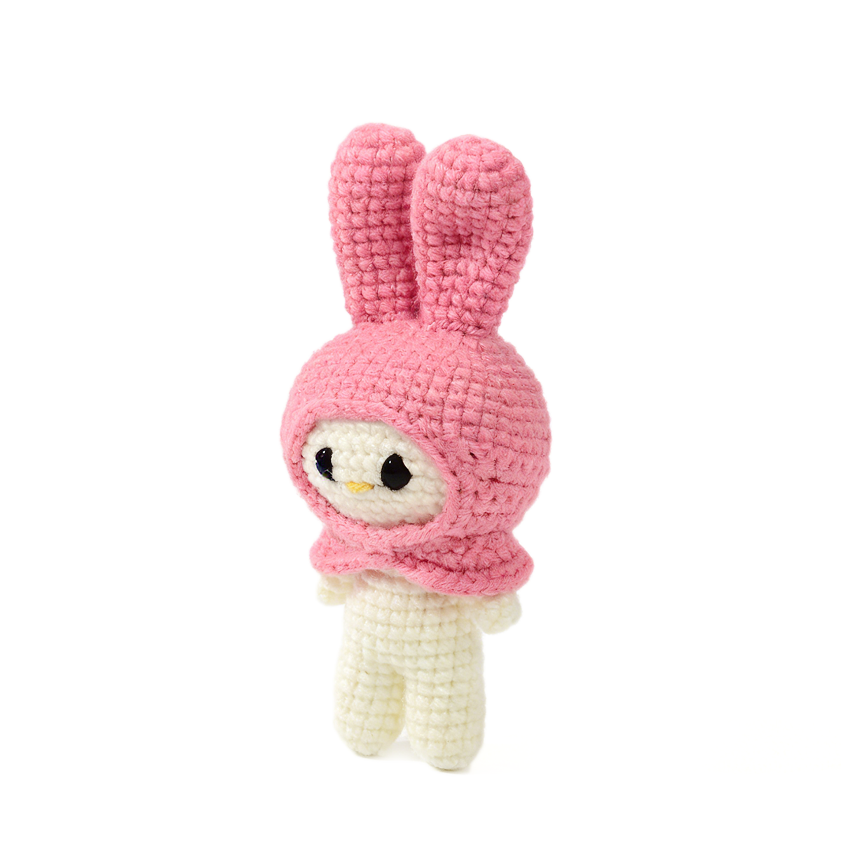 Handmade Crochet Bunny Plush - Cute Amigurumi Rabbit in Pink Hood Toy