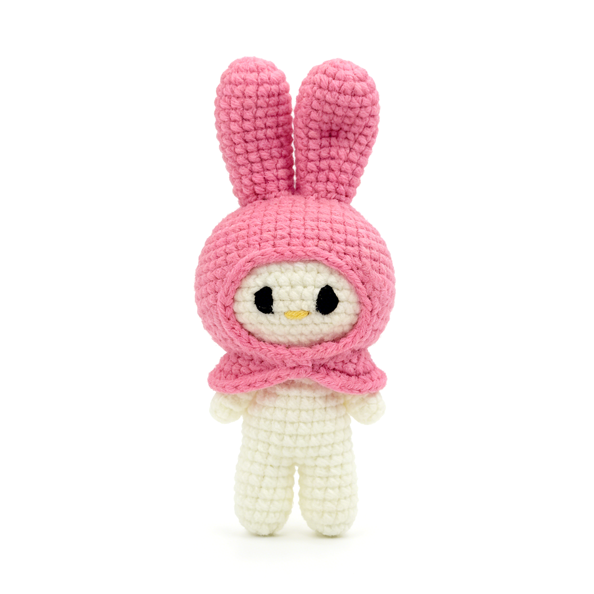 Handmade Crochet Bunny Plush - Cute Amigurumi Rabbit in Pink Hood Toy
