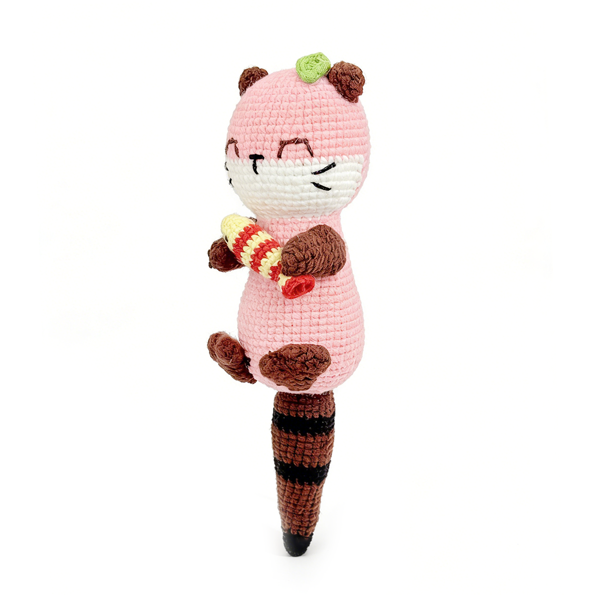 Handmade Crochet Otter Plush - Cute Amigurumi Pink Animal holding Fish Toy