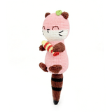 Handmade Crochet Otter Plush - Cute Amigurumi Pink Animal holding Fish Toy