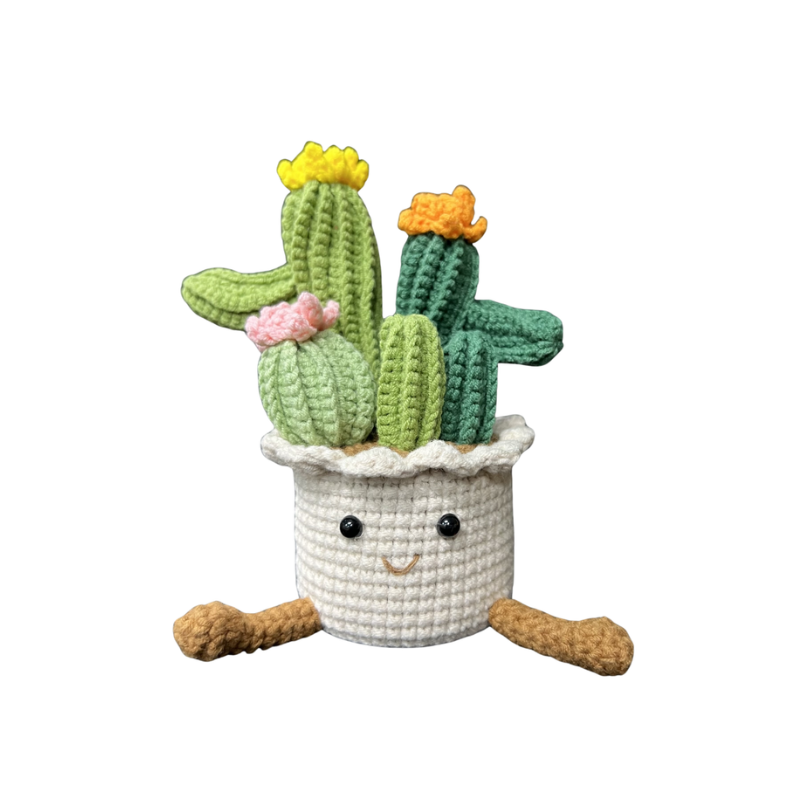 Handmade Crochet Large Sitting Cactus Pot