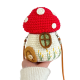 DIY handmade mushroom crossbody bag, crochet kit, knitted phone bag, a fun way to pass the time.