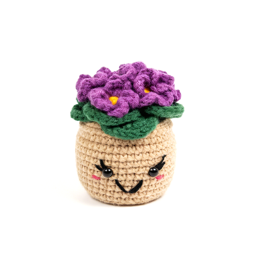 Handmade Crochet African Violet Plant - Kawaii Amigurumi Potted Flower