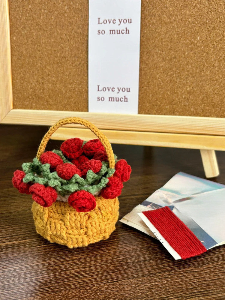 Mini rose bouquet coaster DIY knitting kit