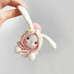 Cute handmade knitted lop-eared rabbit doll, granny check DIY kit, homemade yarn car decoration gift