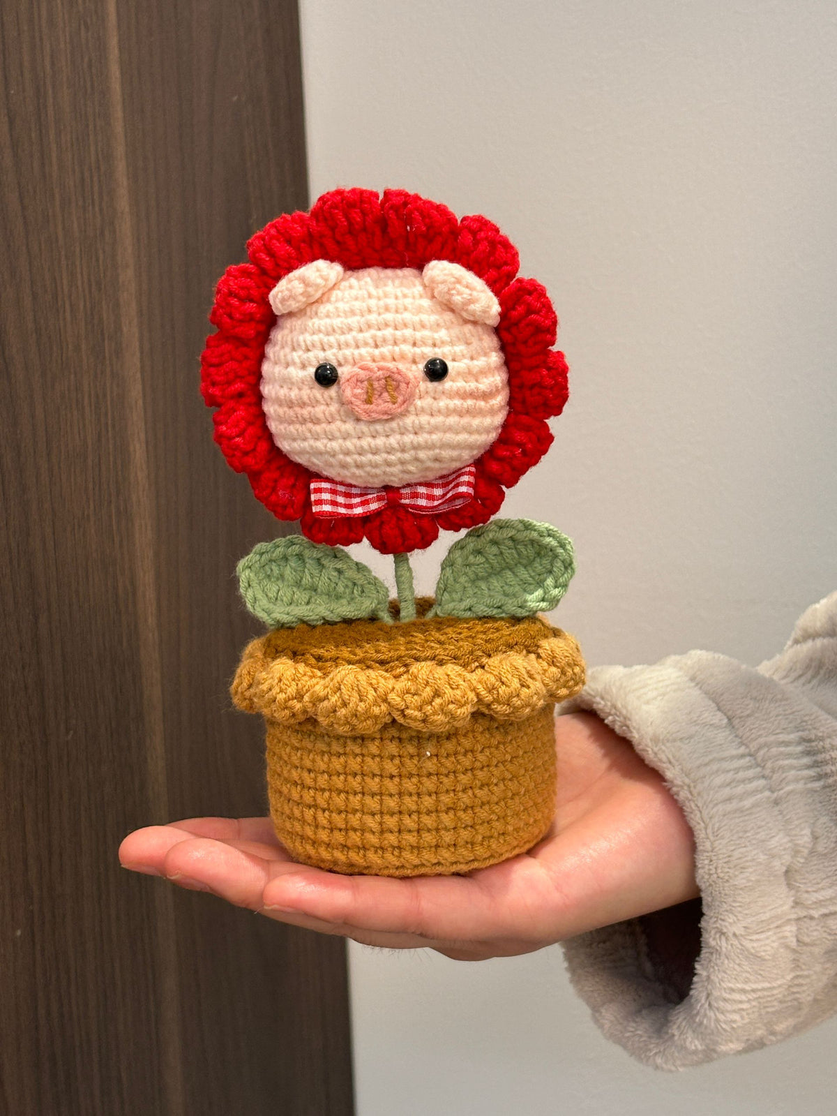 Flower Pig Potted Plant Milk Cotton Cute Doll DIY Craft Yarn Knitting Material Kit Gift