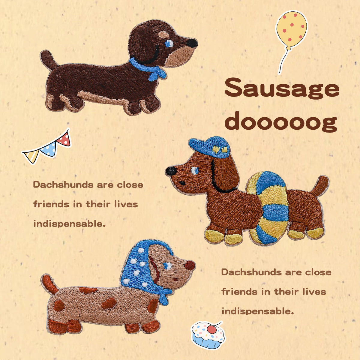 Soft & Cute Dachshund Embroidery Patch