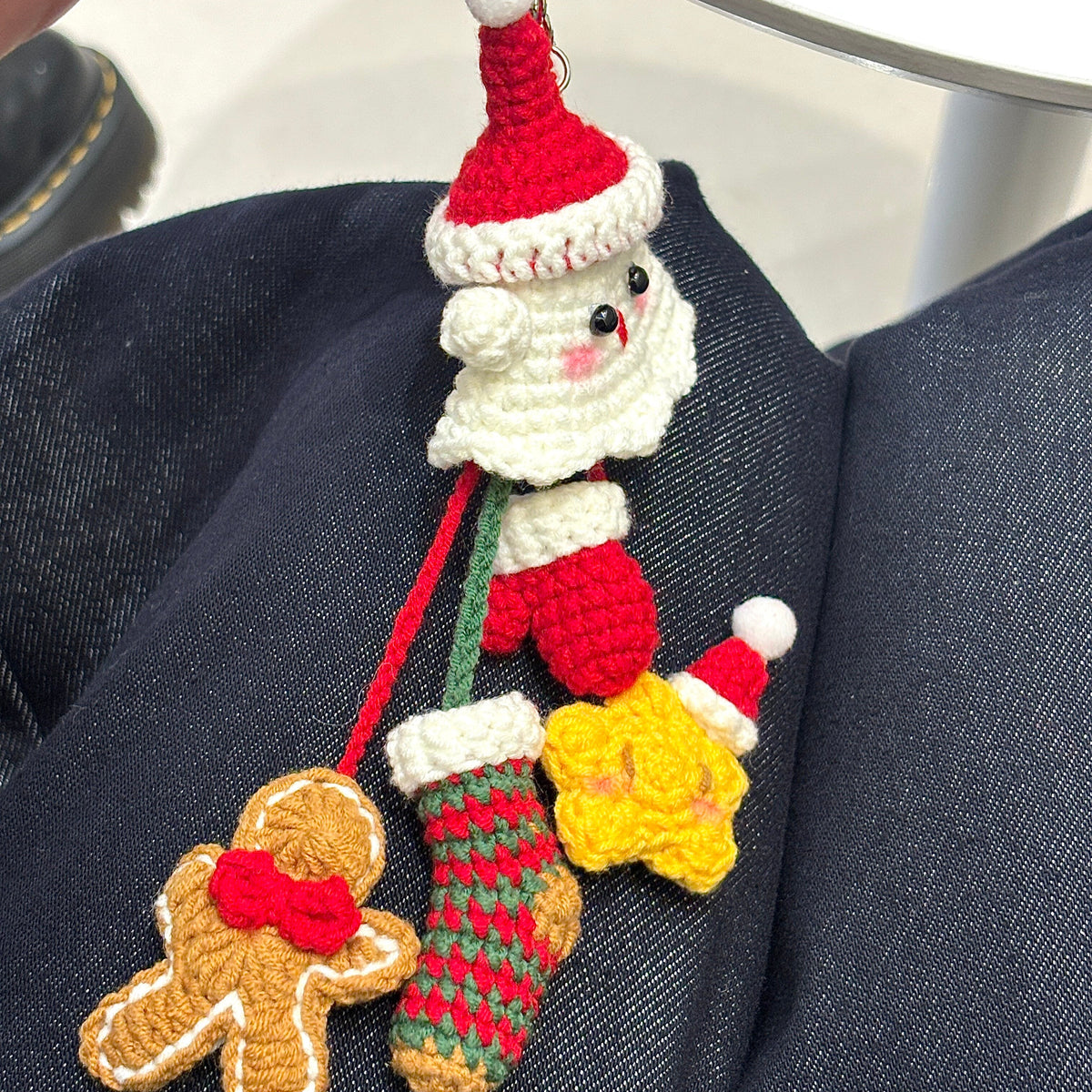 Christmas Ghost Gingerbread Man Ornament DIY Material Kit, Keychain, Crochet, Car Pendant