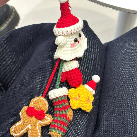 Christmas Ghost Gingerbread Man Ornament DIY Material Kit, Keychain, Crochet, Car Pendant