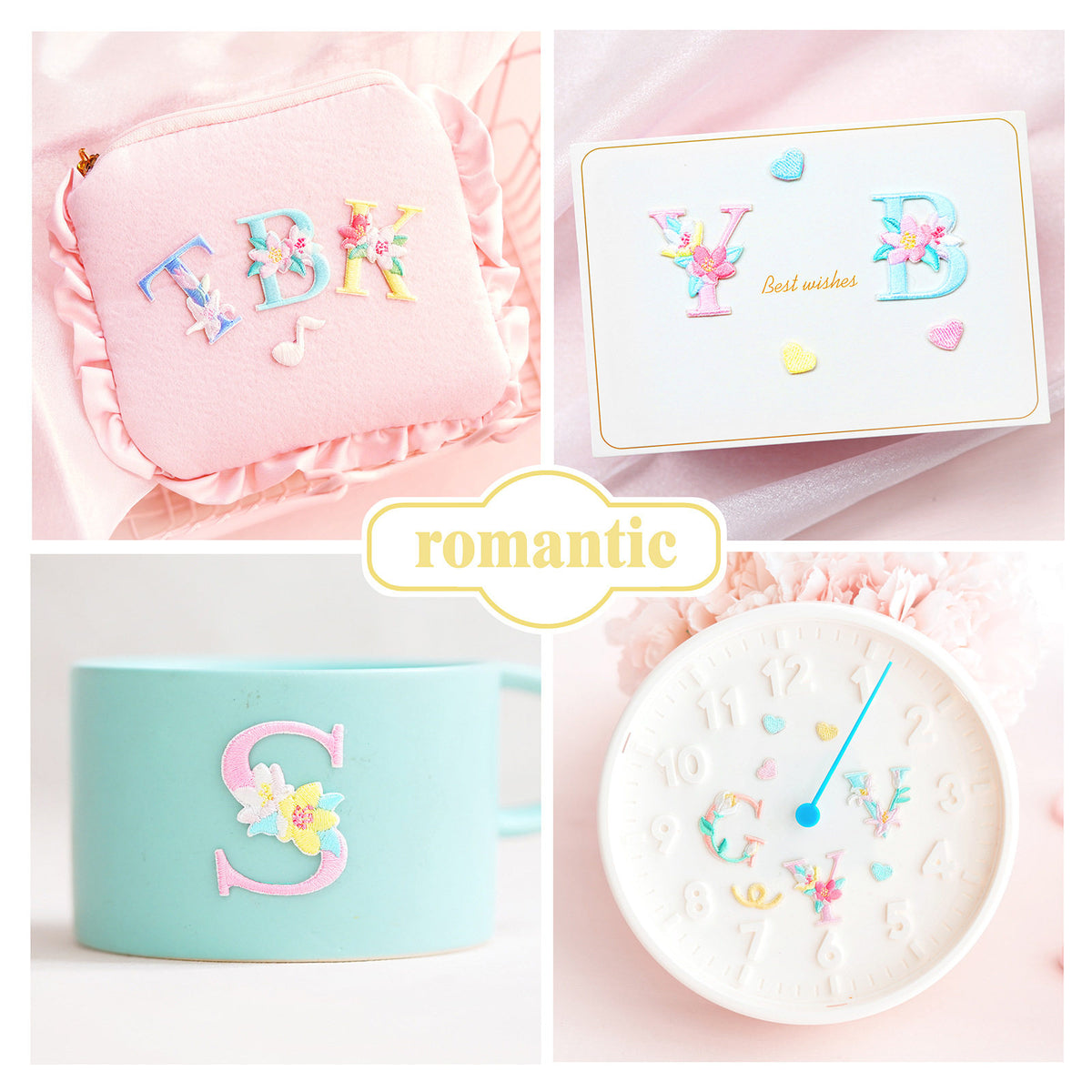 Exquisite Floral English Letter Embroidery Patches