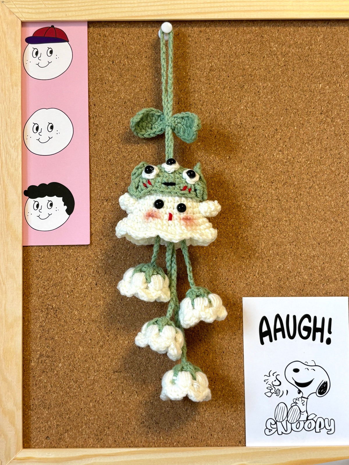 Three-eyed ghost lily of the valley pendant, Hello Kitty cat, little panda backpack, DIY crochet kit, gift set.