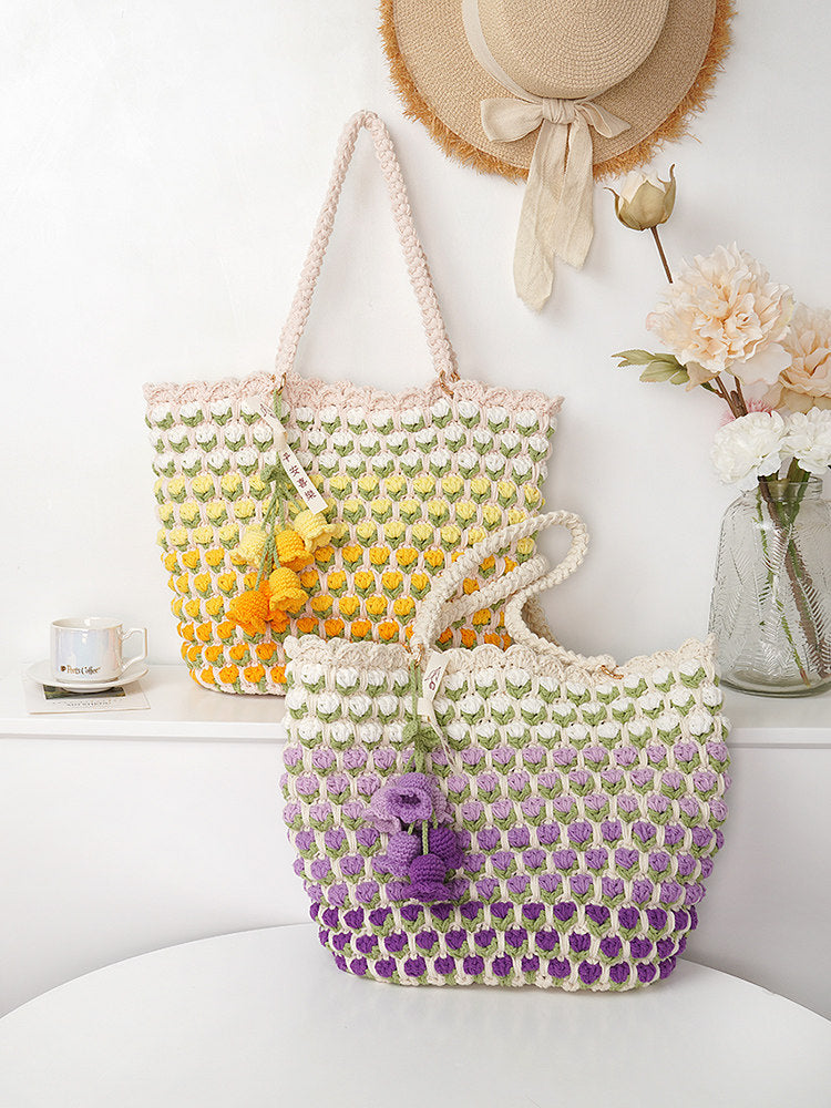 Large Gradient Tulip Handbag DIY Crochet Kit Gift