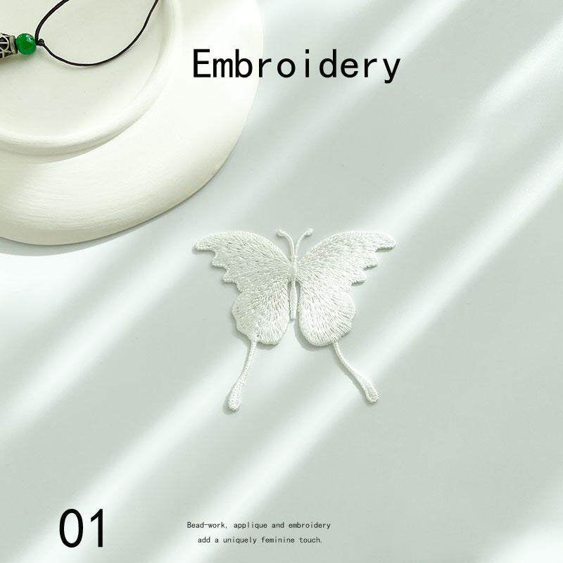 Pure White Butterfly Embroidered Patch