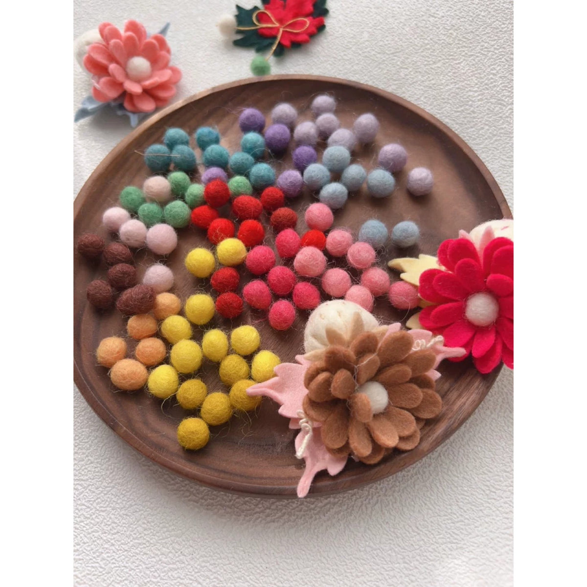 1 cm Colored Solid Wool Felt Balls