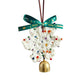 Decorative Christmas ornament with a gold bell and colorful beads on a white background