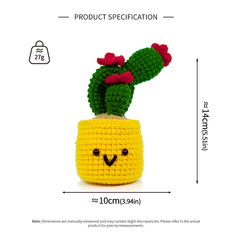 Crochet Cactus Plant Plush, Handmade Amigurumi Potted Decor Gift