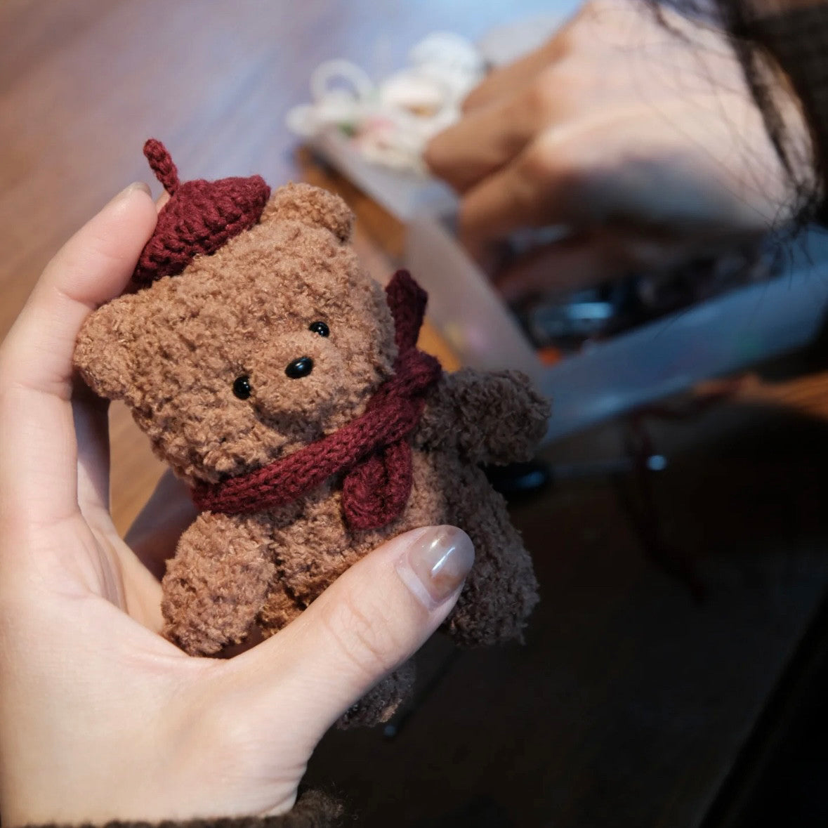 Handmade New Year's gifts,cute bear and rabbit keychains, bag charms, crochet dolls, yarn DIY material kit