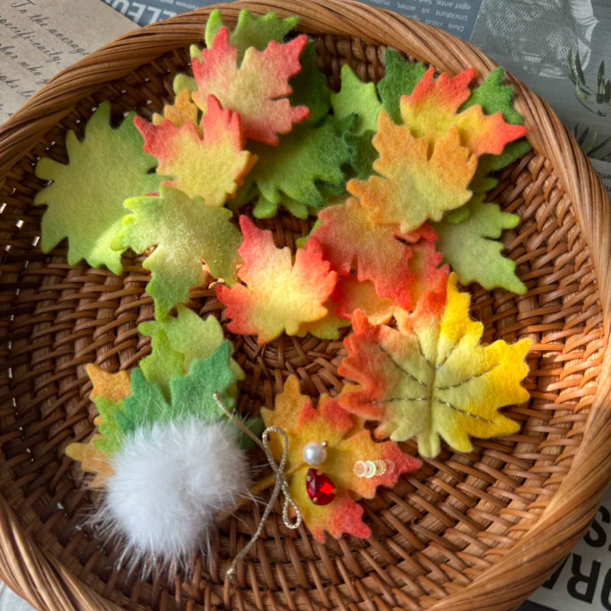 Hand-Cut Maple Leaf Felt Pieces