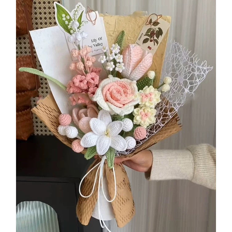 Handmade crochet diy jasmine rose yarn bouquet hand-made flower material package homemade gift