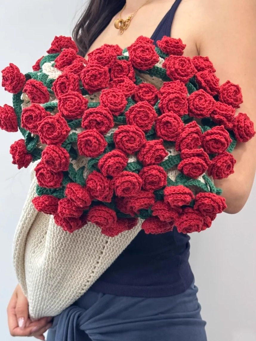 Handmade Floral Bouquet Crochet Blanket