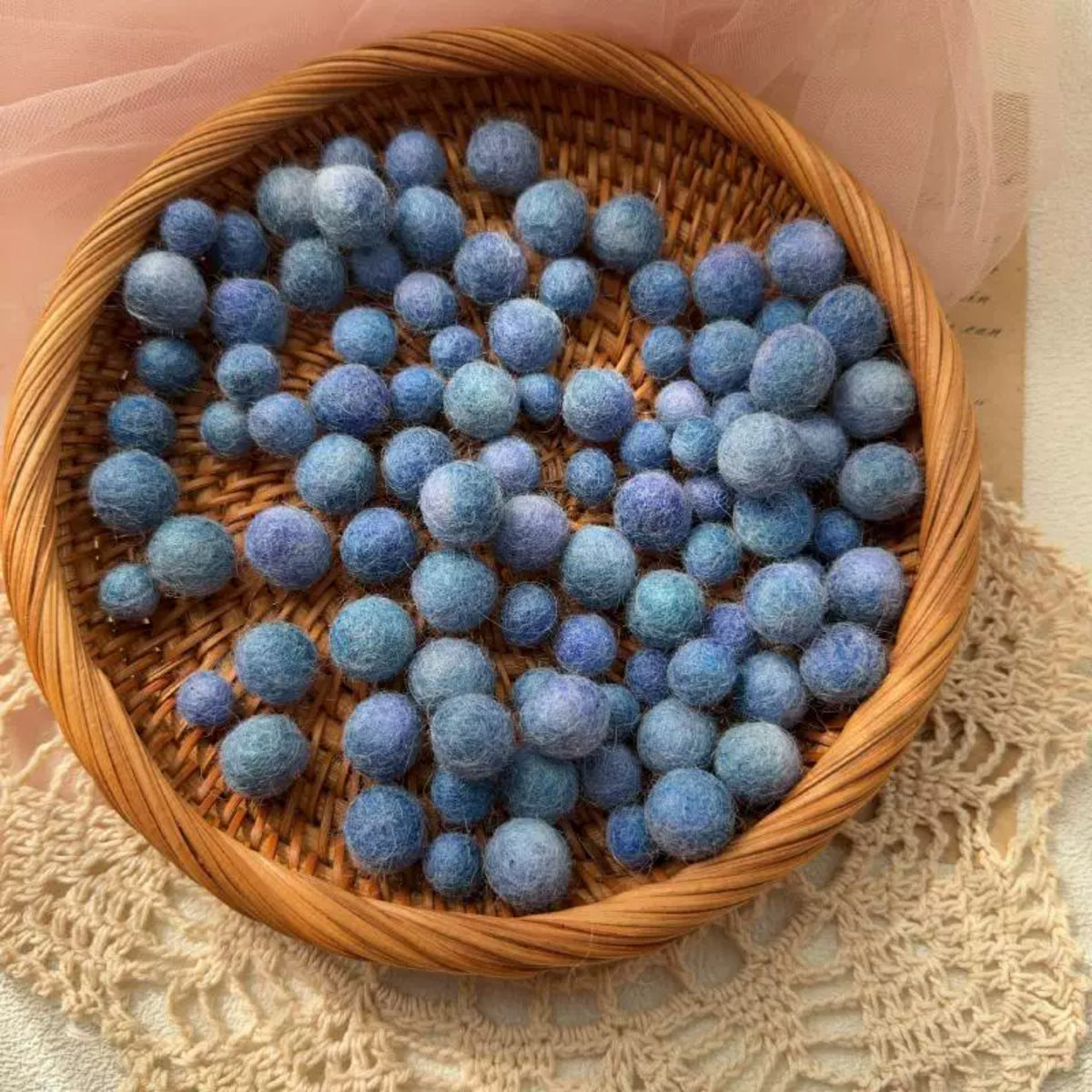 Hand-Dyed Solid Wool Felt Balls in Multiple Sizes