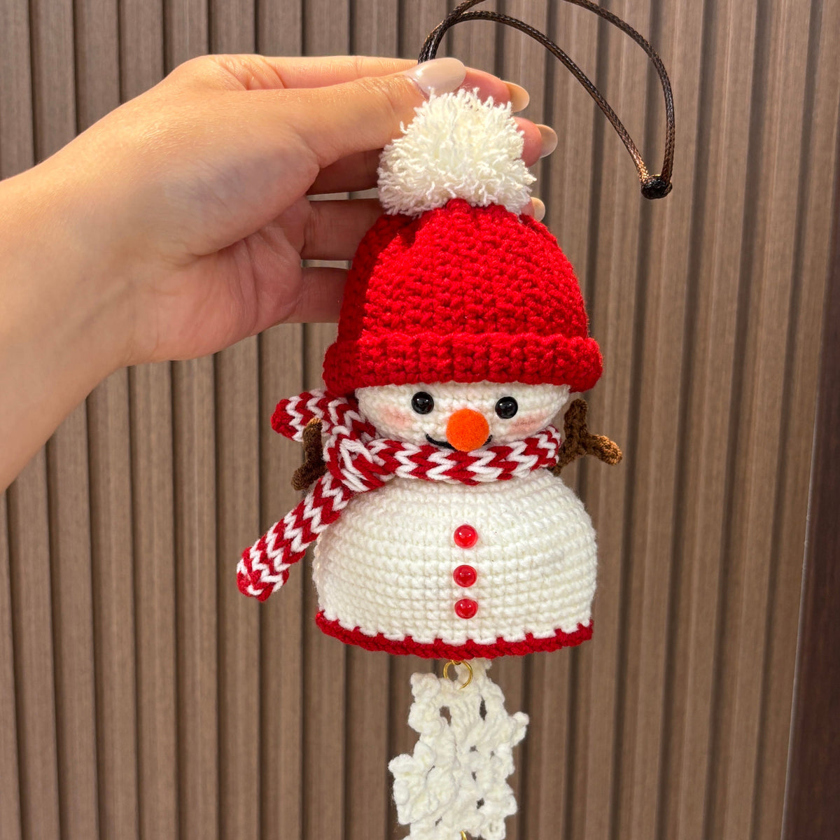 Snowman Wind Chime Handmade Crocheted Pendant Cute Knitted Christmas Gift