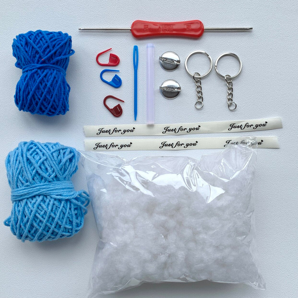 Love pendant brooch novice wool knitting DIY material package handmade bag pendant Klein blue