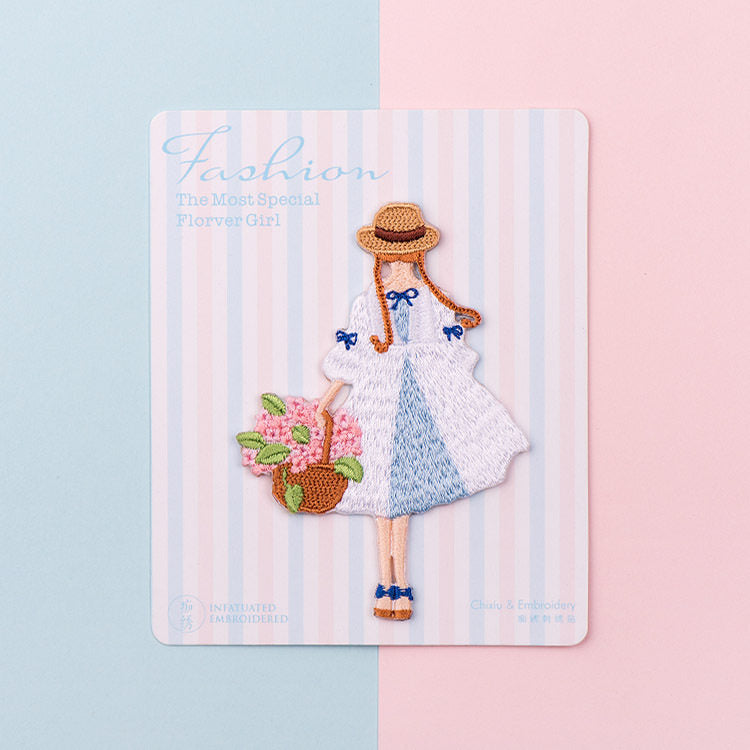 Girl with a Bouquet Embroidery Patch