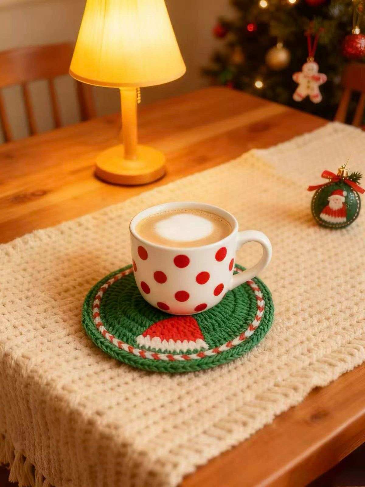 Christmas hat coaster crochet DIY kit yarn handmade Christmas tree gift
