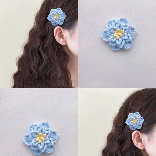 DIY yarn hair clip crochet kit for knitted hair accessories and gifts