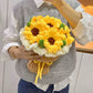 DIY Crochet Sunflower Bouquet Kit with Ice Strip Yarn and Hooks - Handmade Gift
