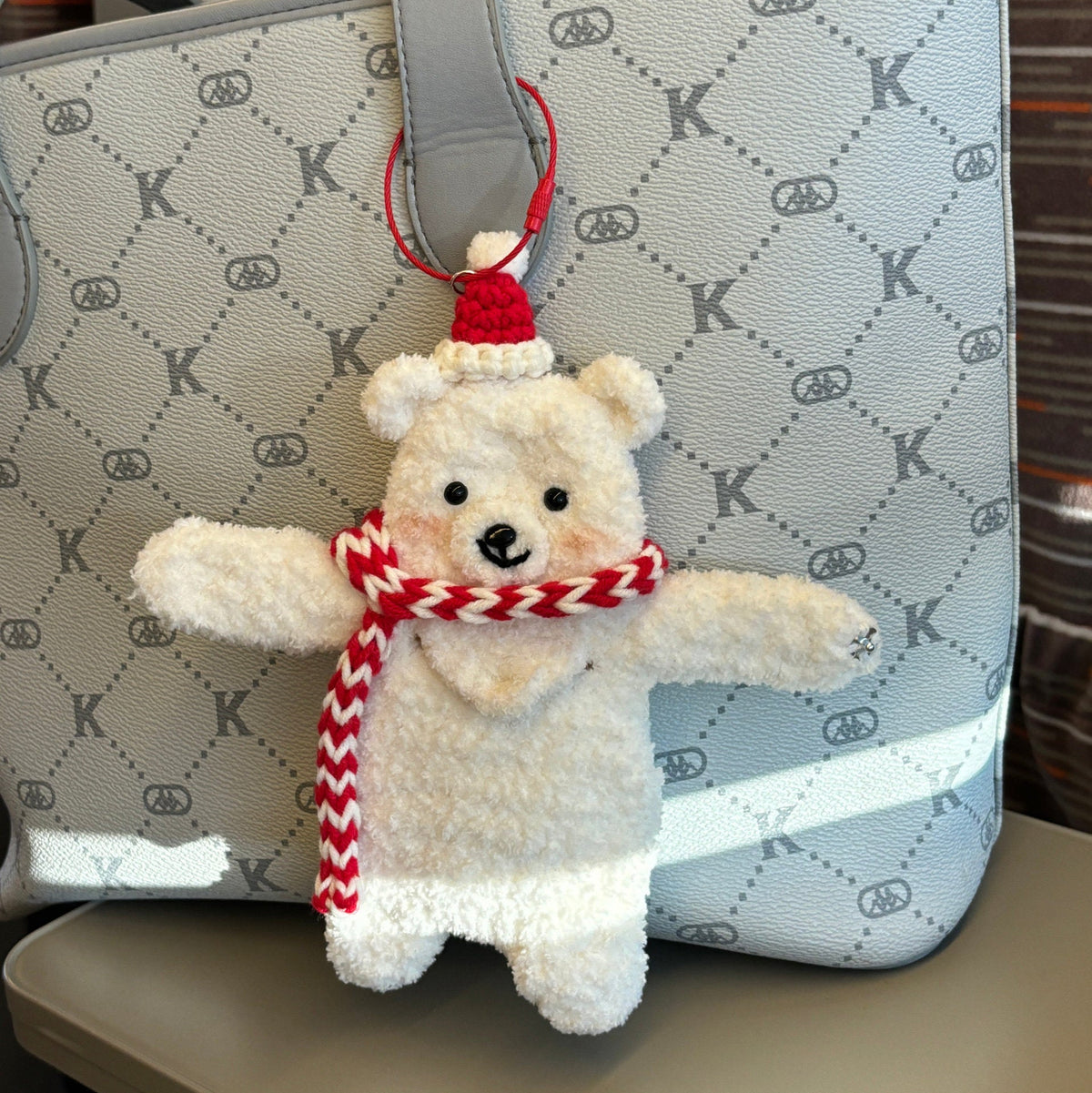 DIY teddy bear headphone bag knitting kit with yarn and crochet hooks