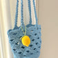 Summer fan-shaped bucket bag crochet 2mm small round yarn floral openwork shoulder bag material kit DIY craft