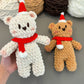 Two bears crochet Christmas scarf, bear doll material kit for hand knitting
