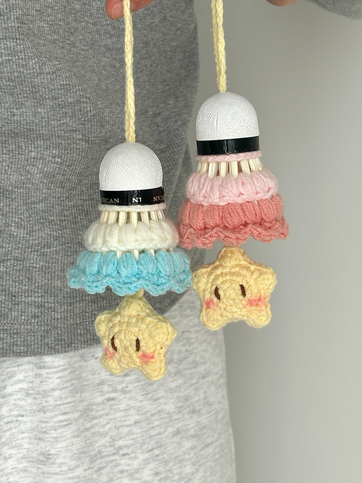 DIY Badminton Racket Keychain/Basket Material Kit,Colorful Beginner Badminton Craft Keychain