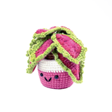 Handmade Crochet Pink Caladium Plant - Kawaii Amigurumi Potted Decor