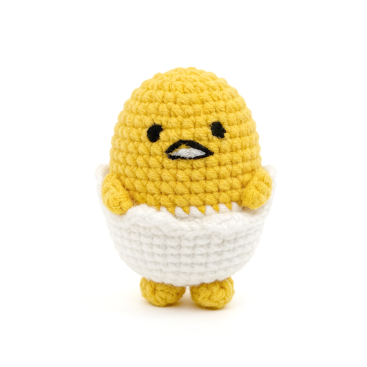 Funny Lazy Egg Crochet Plush - Grumpy Amigurumi Chick Desk Buddy Gift