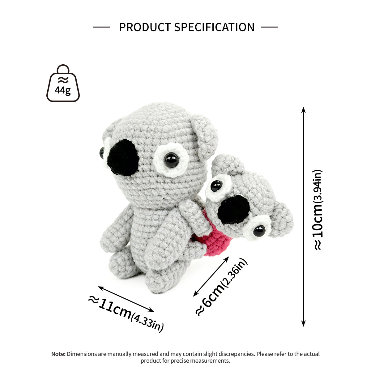 Handmade Crochet Koala Mother and Baby Set - Cute Amigurumi Nursery Decor
