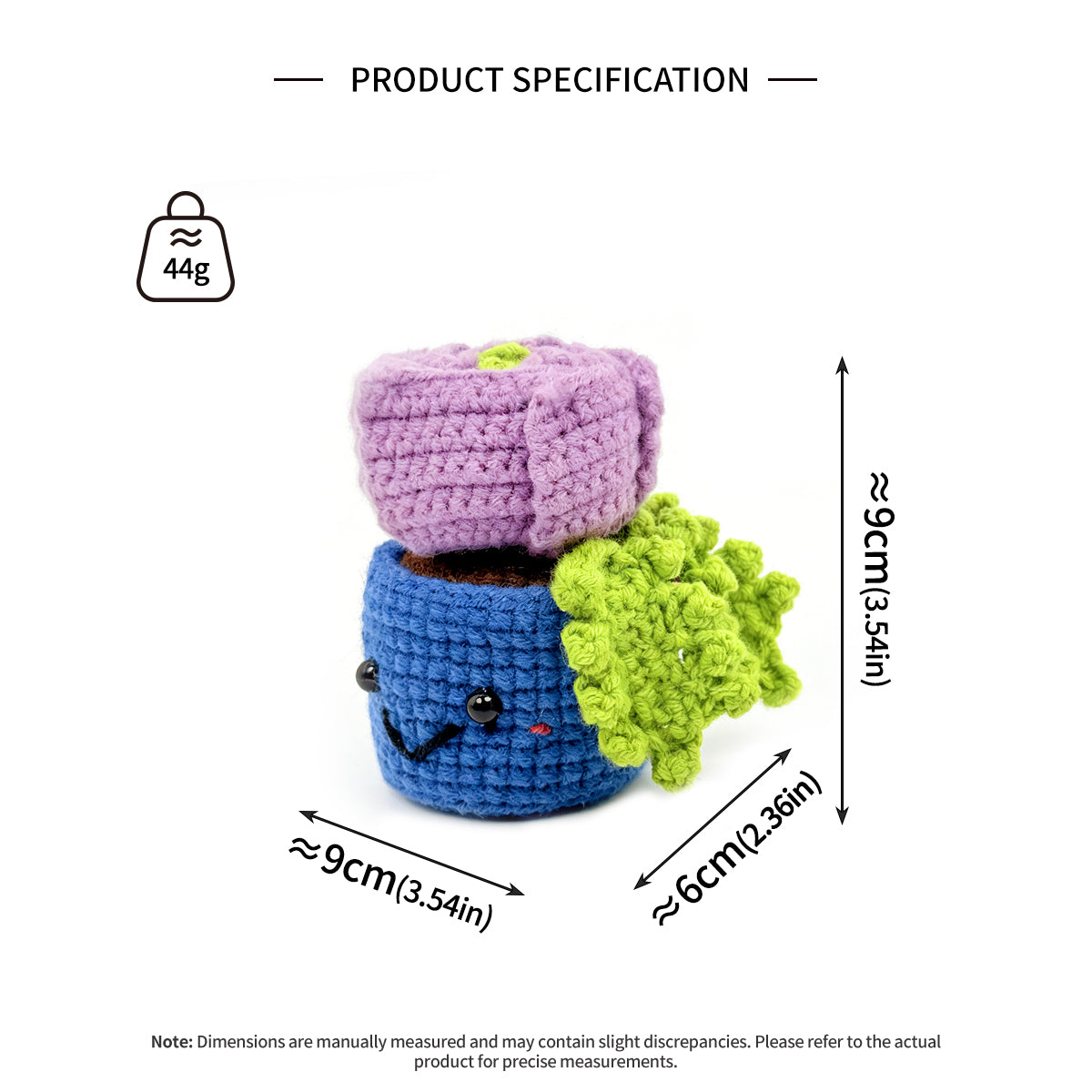 Cute Smiling Potted Succulent Plush - Everlasting Crochet Desk Decor Gift