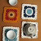 DIY crochet blue and white porcelain coaster kit; homemade Maillard yarn heat insulation mat gift for family friends
