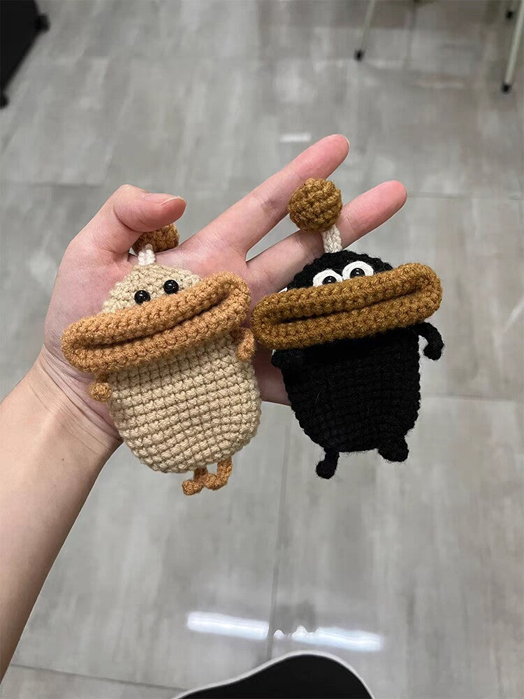 Sausage-lip earphone cover DIY material kit, handmade crochet access card cover, key pouch, yarn crochet