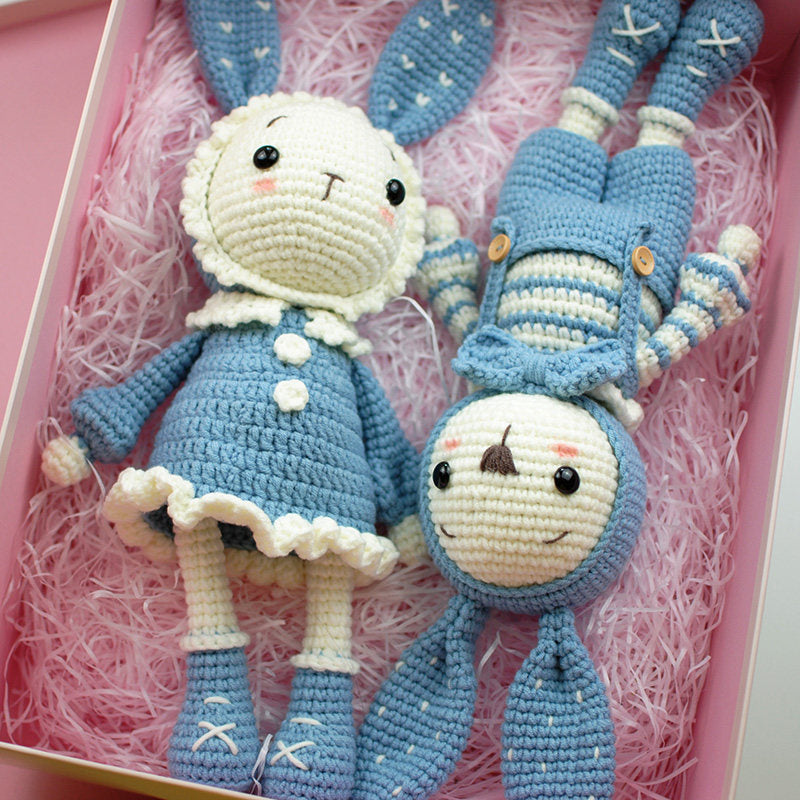 DIY Crochet Doll Kit Handmade Gift Yarn Doll Couple Rabbit for friend family
