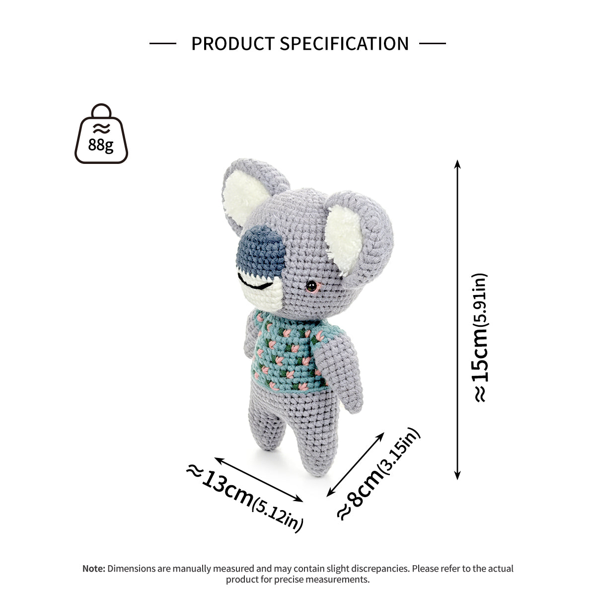 Handmade Crochet Koala Plush - Cute Amigurumi Australian Animal Nursery Decor