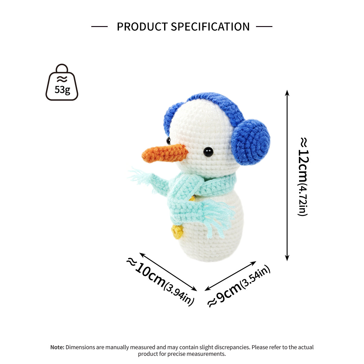 Handmade Crochet Snowman Plush - Cute Amigurumi Christmas Holiday Gift