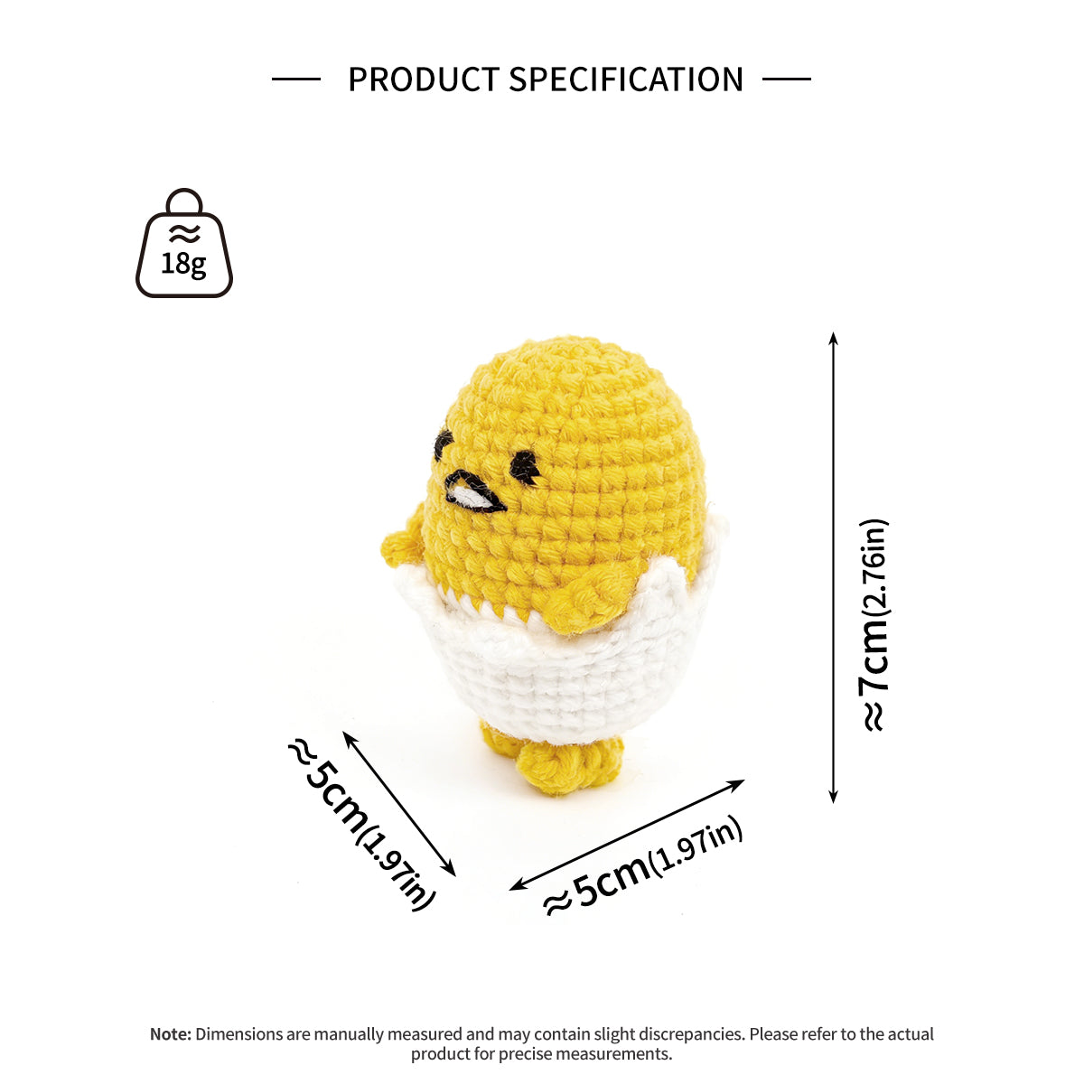 Funny Lazy Egg Crochet Plush - Grumpy Amigurumi Chick Desk Buddy Gift